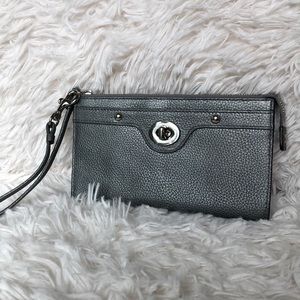 Coach silver zippy wristlet wallet
